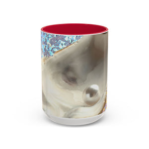 Colorful Mugs (11oz, 15oz), Disco White Pearl Oyster Macro