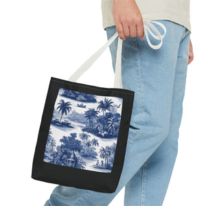 Coastal Toile Tote Bag, Blue — 3 Sizes