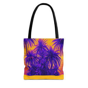 Tiny Palm Island Pop/Yellow Tote Bag - 3 Sizes