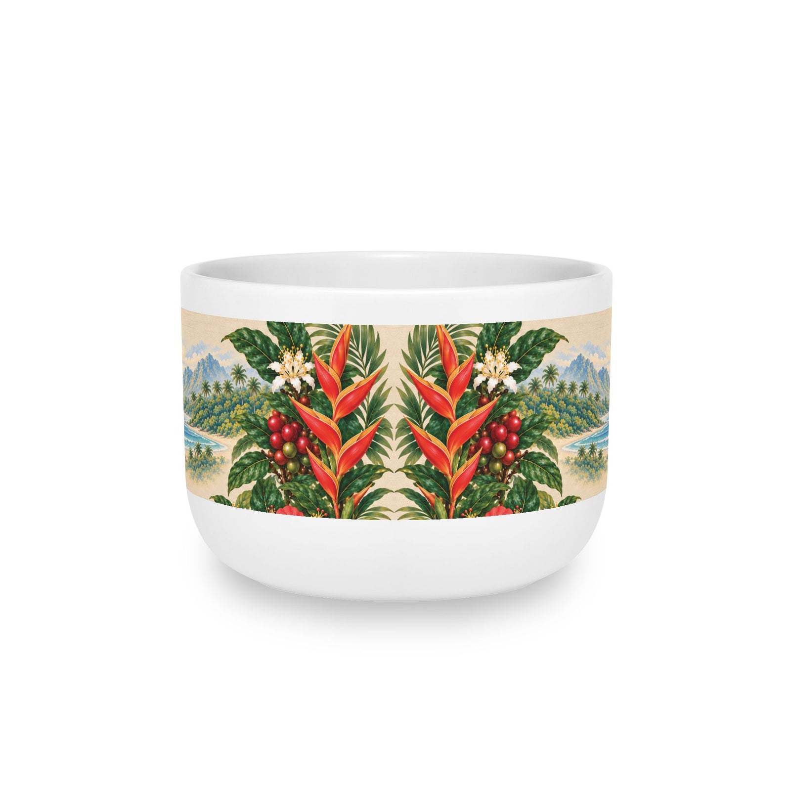 Tropical Parrot 25oz Ceramic Latte Mug — Botanical Coffee House Cup