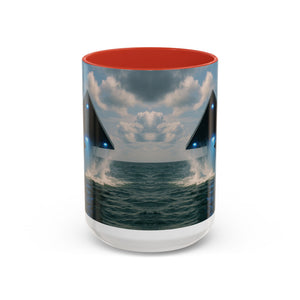 Accent Coffee Mug (11, 15oz), 8 Colors - UFO and Dolphin