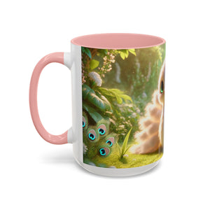Accent Coffee Mug (11, 15oz), 8 Colors - Baby White Peacock