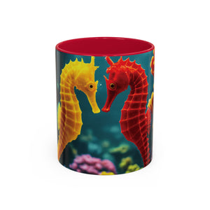 Black Coffee Mug ~ Seahorses in Love