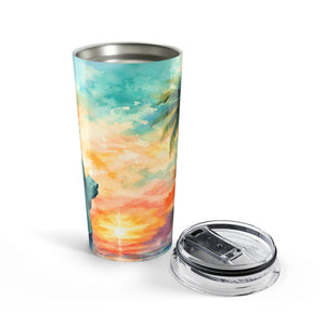 20oz Tumbler ~ Tropical Statue of Liberty Insulated Travel Cup