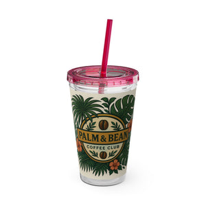Tropical Tumbler with Straw | 16oz: Palm & Bean Coffee Club