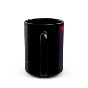 Black Coffee Mug - Peacock Eye Feather, Magenta