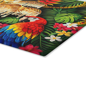 Glass Coffee Station Tray, ~ :Hollywood Regency Parrot, 2 sizes