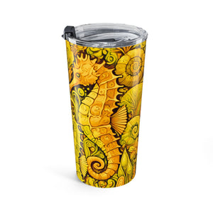 20oz Tumbler ~ Seahorse Trio Yellow Insulated Travel Cup