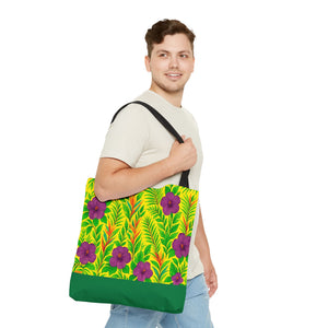 Midnight Flower Lime Tote Bag - 3 Sizes