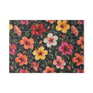 Glass Coffee Station Tray– Tropical Hibiscus Garden