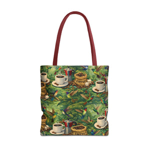 Tropical Hummingbirds & Coffee Tote Bag, Black - 3 Sizes