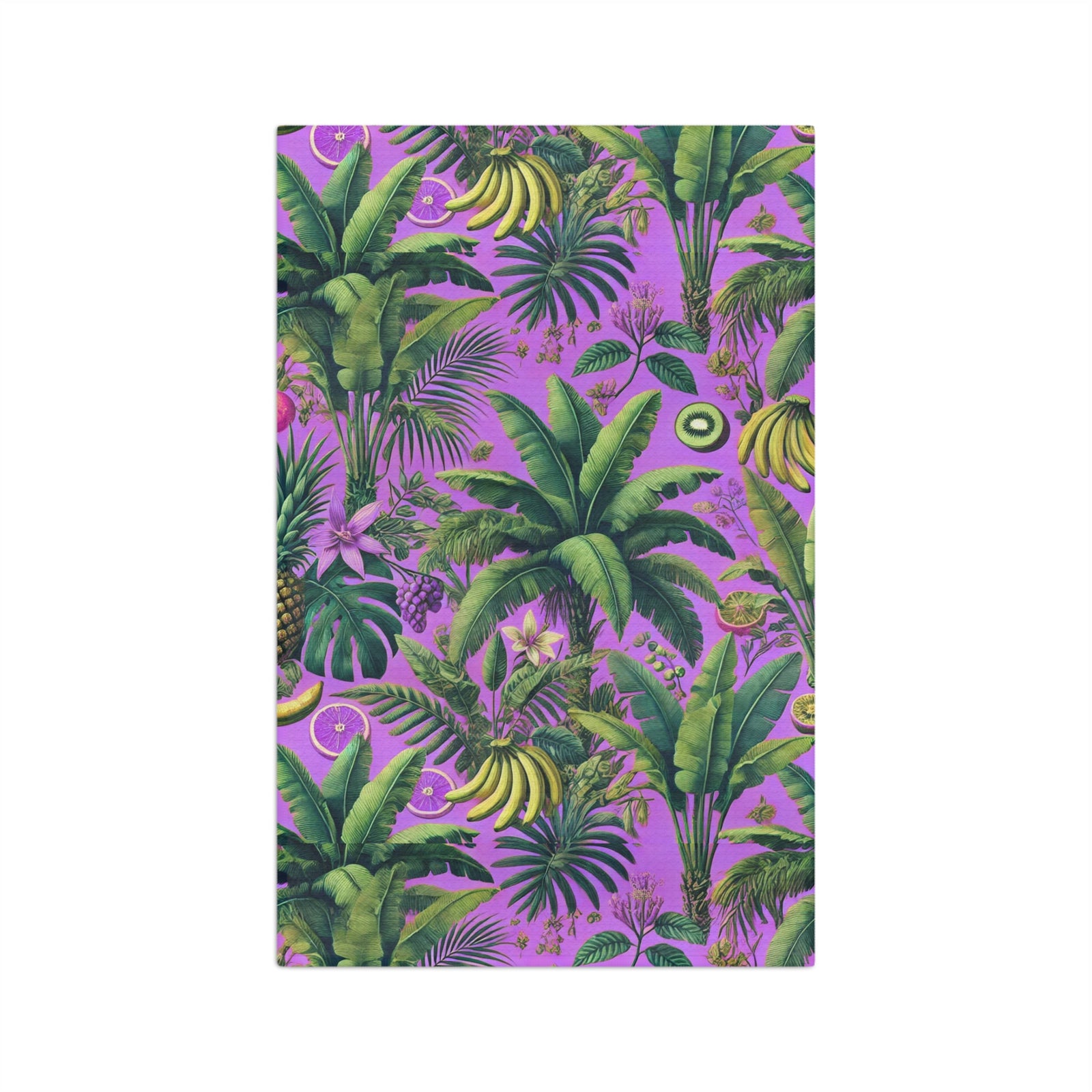 Tropical Microfiber Coffee/Tea Towel – Palms & Bananas, Purple