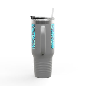Insulated Travel Mug, 40oz / Coral Reef Threads, Turquoise - Perfect for Outdoor Adventures
