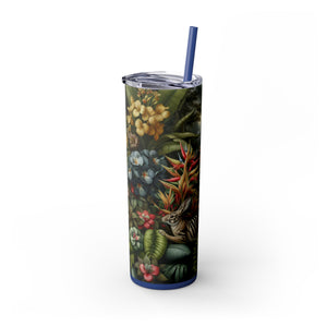 Rainforest Rabbit Outing - Skinny Matte Tumbler 20oz with Straw - Stainless Steel, 7 Colors