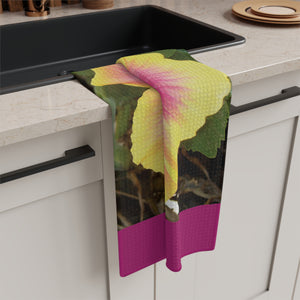 Tropical Microfiber Coffee/Tea Towel – Yellow & Pink Hibiscus