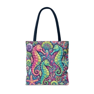Seahorse Trio Tote Bag, Brights - 3 Sizes
