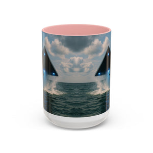 Accent Coffee Mug (11, 15oz), 8 Colors - UFO and Dolphin