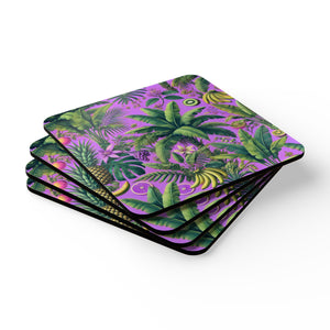 Coaster Set/4 - Tropical Fruit, Deep Lilac