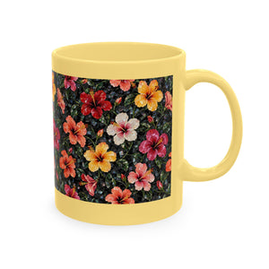 Hibiscus Garden Ceramic Mug — Vibrant Floral Coffee Cup