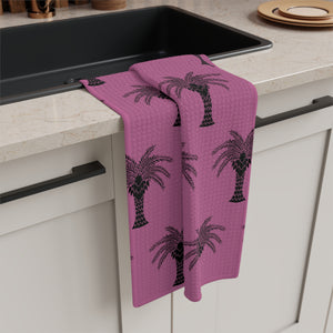 Tropical Microfiber Coffee/Tea Towel – Art Deco Palms, Lt. Pink