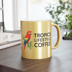 Tropical Metallic Mug, Silver - Tropics Lifestyle Coffee Parrot Logo
