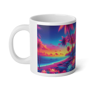 Jumbo Mug, 20oz, Neon Beach | Tropical Coffee Cup
