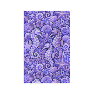 Microfiber Coffee/Tea Towel — Seahorse Trio, Purple