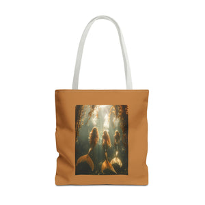 Three Mermaid Sisters, Lt. Brown Tote Bag - 3 Sizes