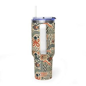 40oz Tumbler Art Deco Octopus Pattern Thermal