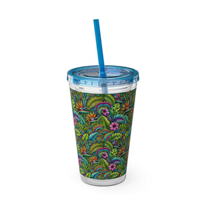 Tropical Tumbler with Straw | 16 oz: Rainforest Blooms