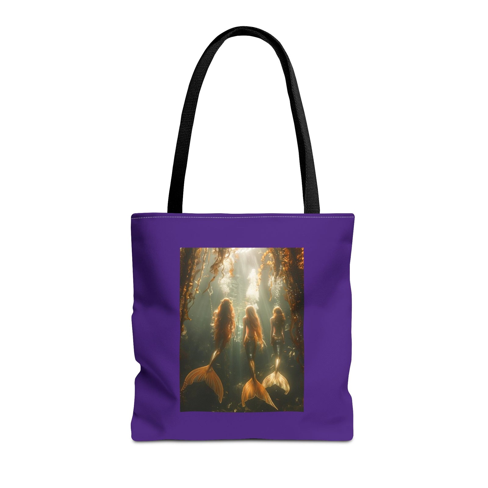 Three Mermaid Sisters, Purple Tote Bag - 3 Sizes