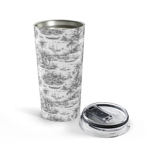 20oz Tumbler — Vintage Tropical Toile/Grey Travel Mug