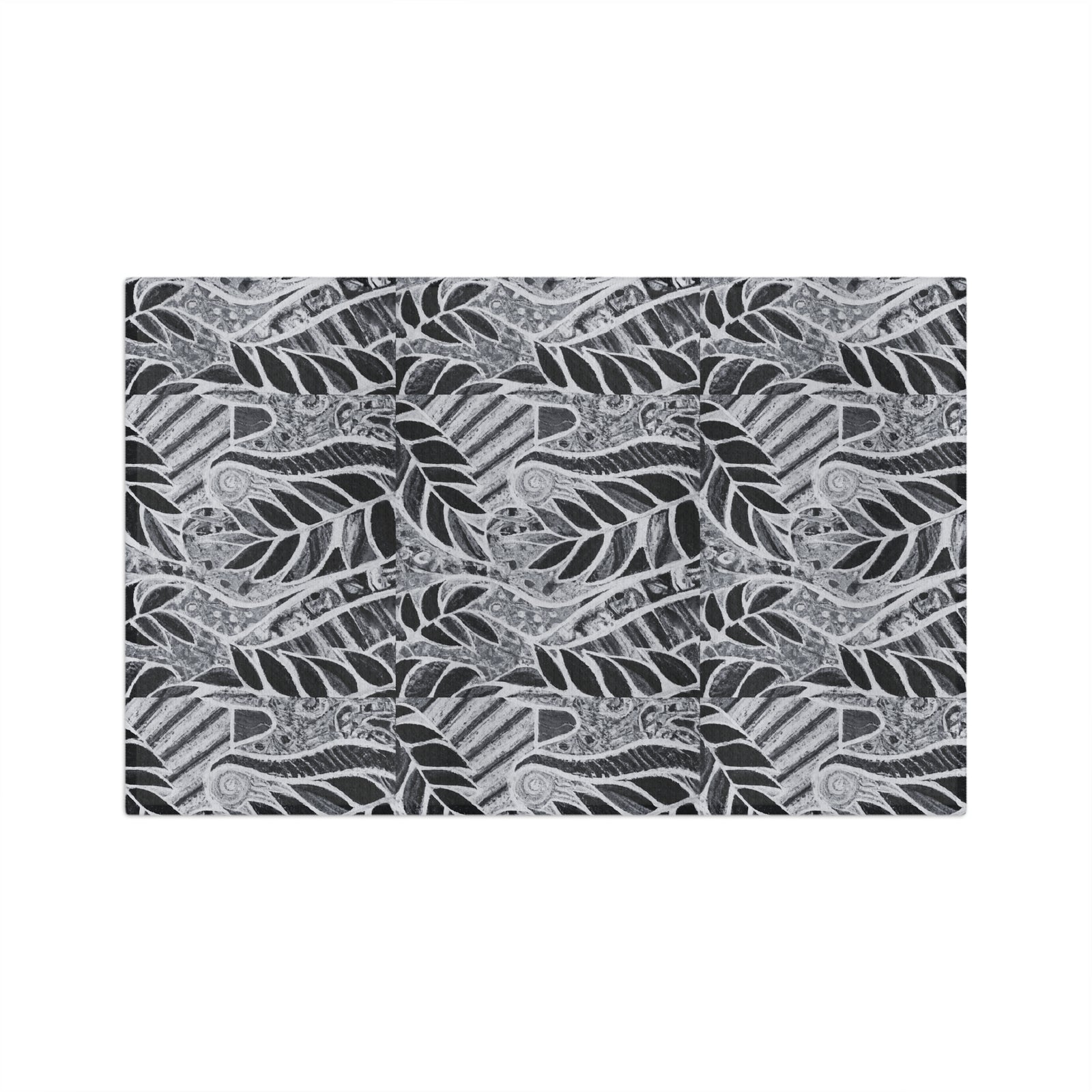 Tropical Microfiber Coffee/Tea Towel ~ Botanical Amazon Whimsy, Black