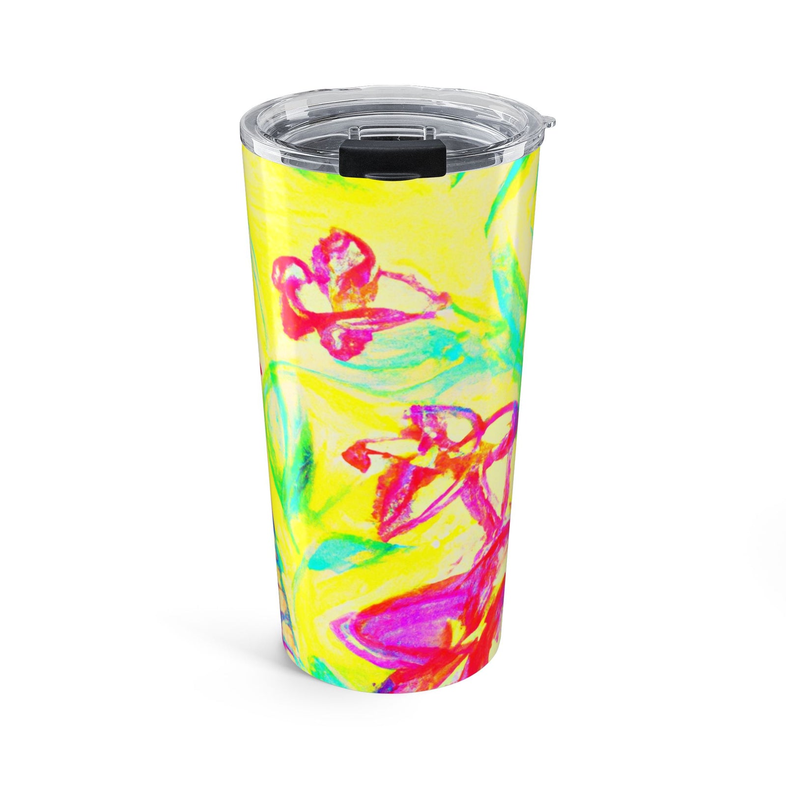 20oz Tumbler - Bright Tropi Doodle Yellow Travel Cup