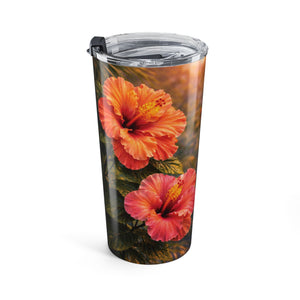 20oz Tumbler ~ Orange Hibiscus Insulated Travel Mug