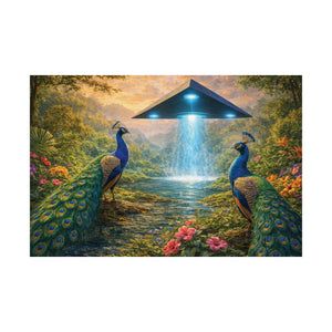 Sci‑Fi Wall Art/Poster ~ UFO and Peacocks