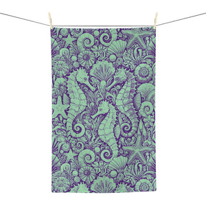 Tropical Microfiber Coffee/Tea Towel – Seahorse Trio, Mint