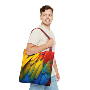 Tropical Macaw Parrot Feathers Tote Bag - Colorful Design, 3 Sizes