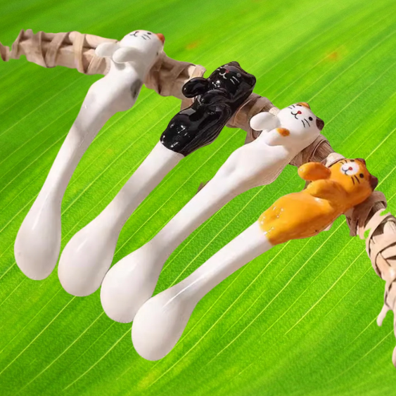 Ceramic Cat Coffee Spoons, 4.3"