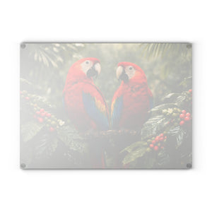 Glass Coffee Station Tray, 2 Sizes – Macaw Parrots & Coffee Plants