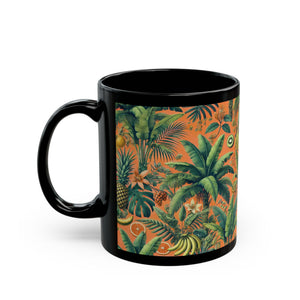 Black Coffee Mug - Tropical Fruit, Orange