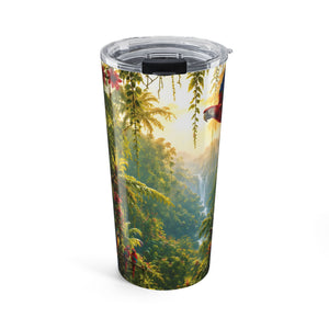 20oz Tropical Jungle Tumbler – Parrot & Waterfall Insulated Travel Cup