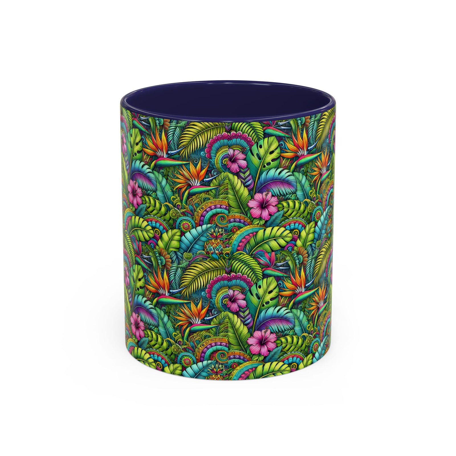 Accent Color Coffee Mug (11, 15oz), Rainforest Blooms