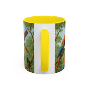 Accent Coffee Mug (11, 15oz), 8 Colors - UFO and Macaws