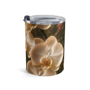 Pearl Orchid Floral 10oz Tumbler — Elegant Botanical Insulated Cup