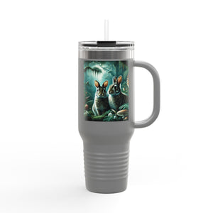 Insulated Travel Mug, 40oz / Sumatran Rabbits/Tundra - Perfect for Outdoor Adventures