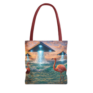 UFO and Flamingos Tote Bag - 3 Sizes
