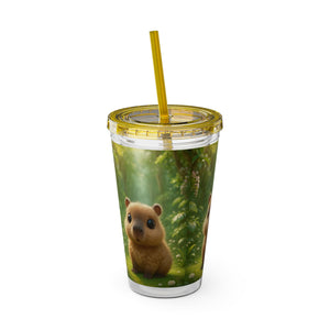Tropical Tumbler with Straw | 16 oz: Baby Cabybara