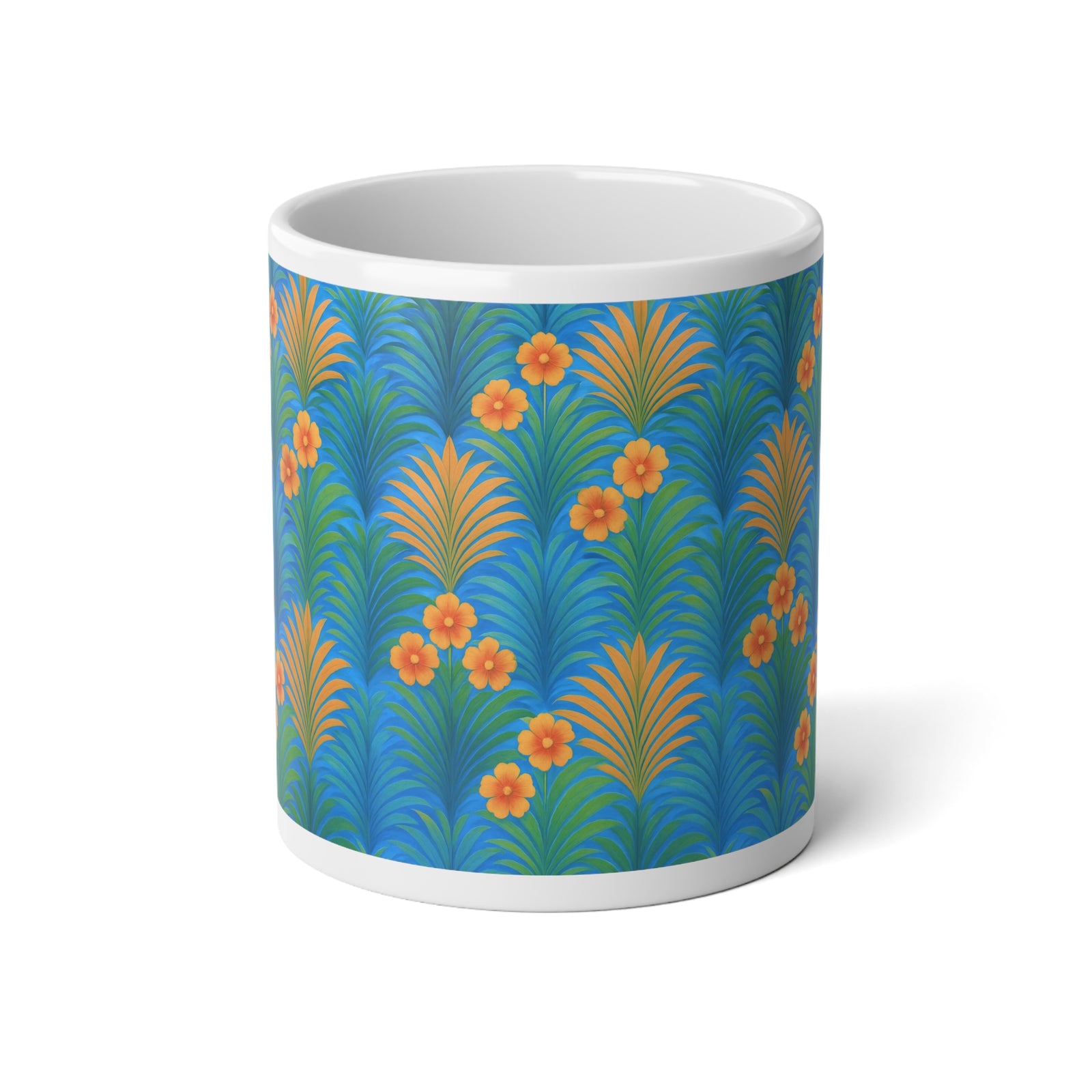 Copy of Jumbo Mug, 20oz, Sunrise Palms Blue | Tropical Coffee Cup