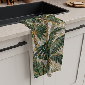 Tropical Palm Tea Towel — Palms Mosaic Microfiber Kitchen Towel